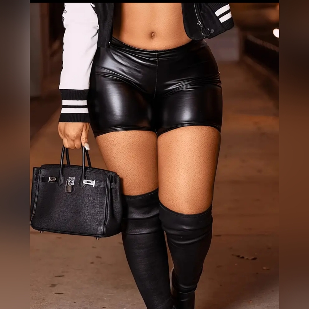 Faux leather shorts